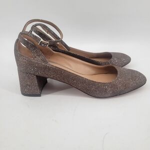 Aquazzura Rivoli 50 glitter ankle strap block heel pumps. Size 7.5 / 37.5